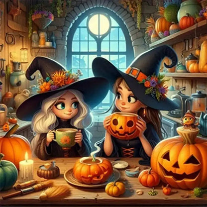 Huacan Halloween Decoration Diamond Painting Gril Portrait 5D DIY Full Square Round Drill Mosaic Embroidery Home Wall Decor