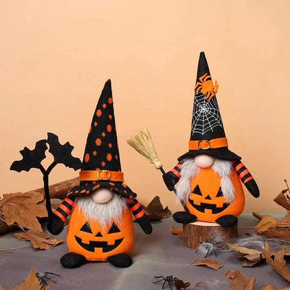 Handmade Halloween Gnome Decorations Nordic Plush Elf Doll Swedish Tomte Adorable Pumpkin Bat Ornaments Nisse