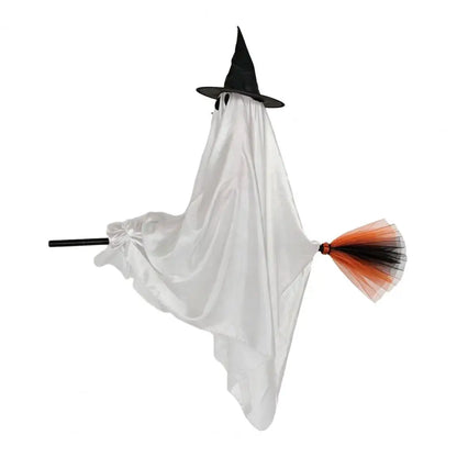 JupiGlow Hanging Broom Ghost Halloween Decoration