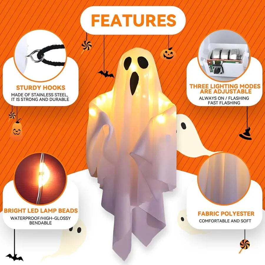 JupiGlow Acosh Neon Lighted Hanging Ghost Decoration
