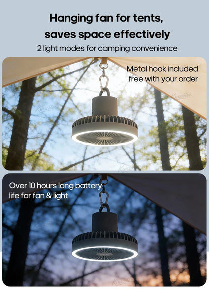 10000mAh 4000mAh Camping Fan Rechargeable Desktop Portable Circulator Wireless Ceiling Electric Fan with Power Bank LED Lighting