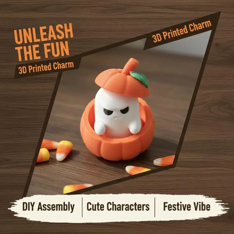 Halloween Pumpkin Ghost Decorative Ornament Desktop Decoration Funny 3d Printed Figurine For Festival Decoration