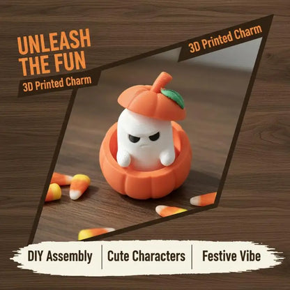 Halloween Pumpkin Ghost Decorative Ornament Desktop Decoration Funny 3d Printed Figurine For Festival Decoration
