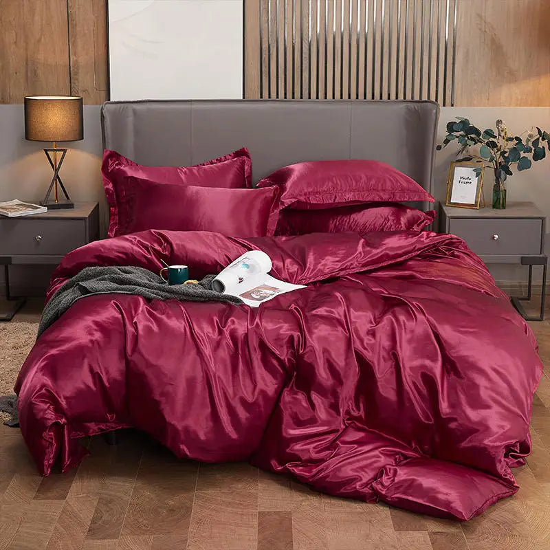 Summer Smooth Satin Duvet Cover No Pillowcases Comfy Shiny Couple Bed Quilt Cover Nordic Double Bed Sheet 150 220x240