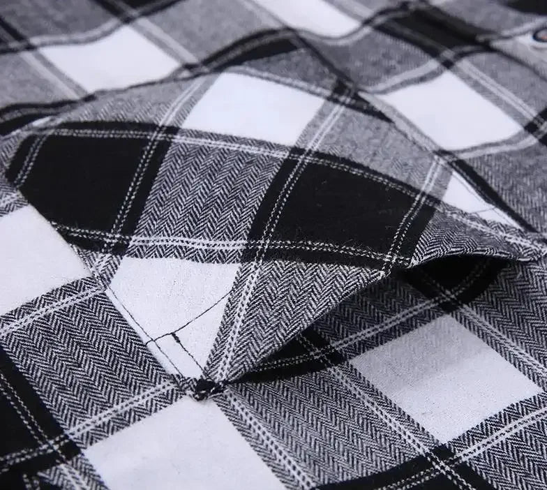 New Men's Vintage Plaid Flannel Shirt Long Sleeve 100% Cotton Fashion Casual Soft Standard Fit Men's Shirt  Large Size 7XL 8XL