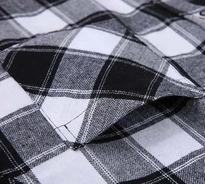 New Men's Vintage Plaid Flannel Shirt Long Sleeve 100% Cotton Fashion Casual Soft Standard Fit Men's Shirt  Large Size 7XL 8XL
