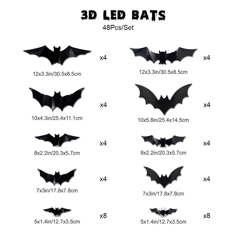 JupiGlow KAZHAN Three-Dimensional Bat Halloween Wall Decorations