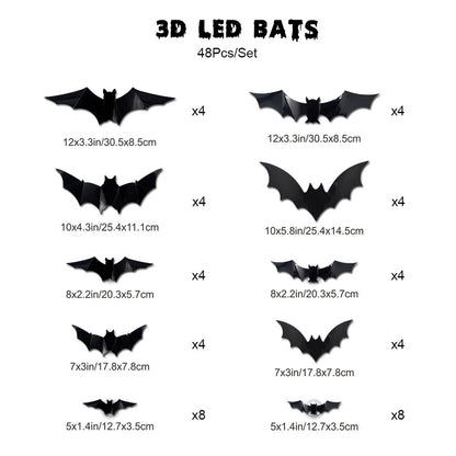 JupiGlow KAZHAN Three-Dimensional Bat Halloween Wall Decorations