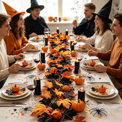 JupiGlow Xunyihappy Black Leaf and Pumpkin Halloween Garland