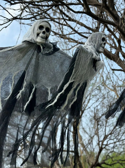 Halloween Hanging Ghost Decorations Skull Scary Gauze Fabric for Haunted House Porch Scary Props Terror Party Hanging Ornaments