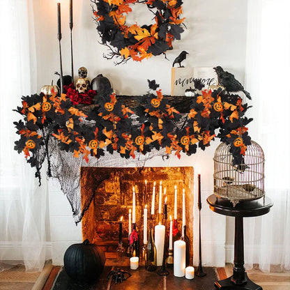 JupiGlow Xunyihappy Black Leaf and Pumpkin Halloween Garland