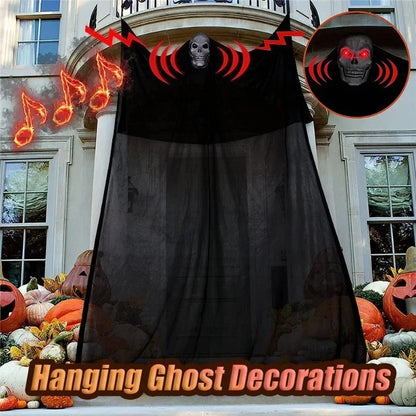 Haunted House Decoration with LED Sound Halloween Hanging Skull Ghost Ghost Ornament Indoor Outdoor Bar Halloween Party Decor