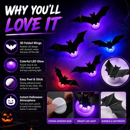 JupiGlow KAZHAN Three-Dimensional Bat Halloween Wall Decorations