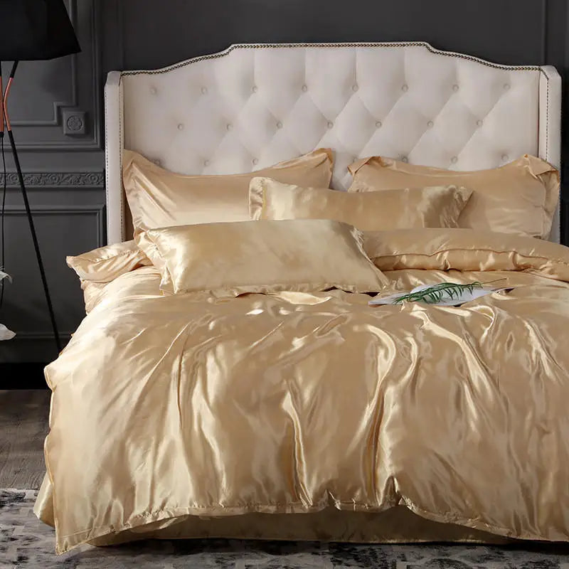 Summer Smooth Satin Duvet Cover No Pillowcases Comfy Shiny Couple Bed Quilt Cover Nordic Double Bed Sheet 150 220x240