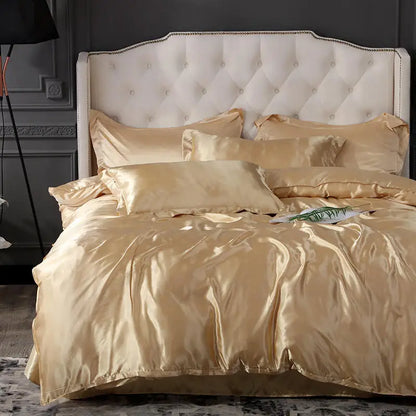 Summer Smooth Satin Duvet Cover No Pillowcases Comfy Shiny Couple Bed Quilt Cover Nordic Double Bed Sheet 150 220x240
