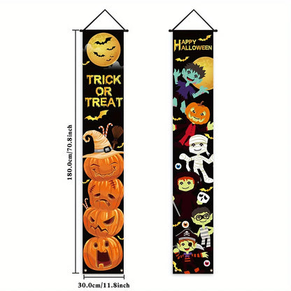 Halloween porch decoration banner, 2-piece set, polyester fiber Halloween decorationXY
