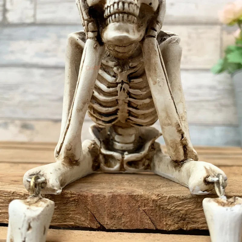Halloween Skull Decoration Resin Skeleton Ornaments Halloween Outdoor Party Courtyard Decoration Props Pastoral Style Skull