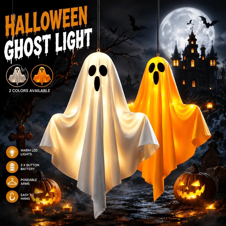 JupiGlow Acosh Neon Lighted Hanging Ghost Decoration