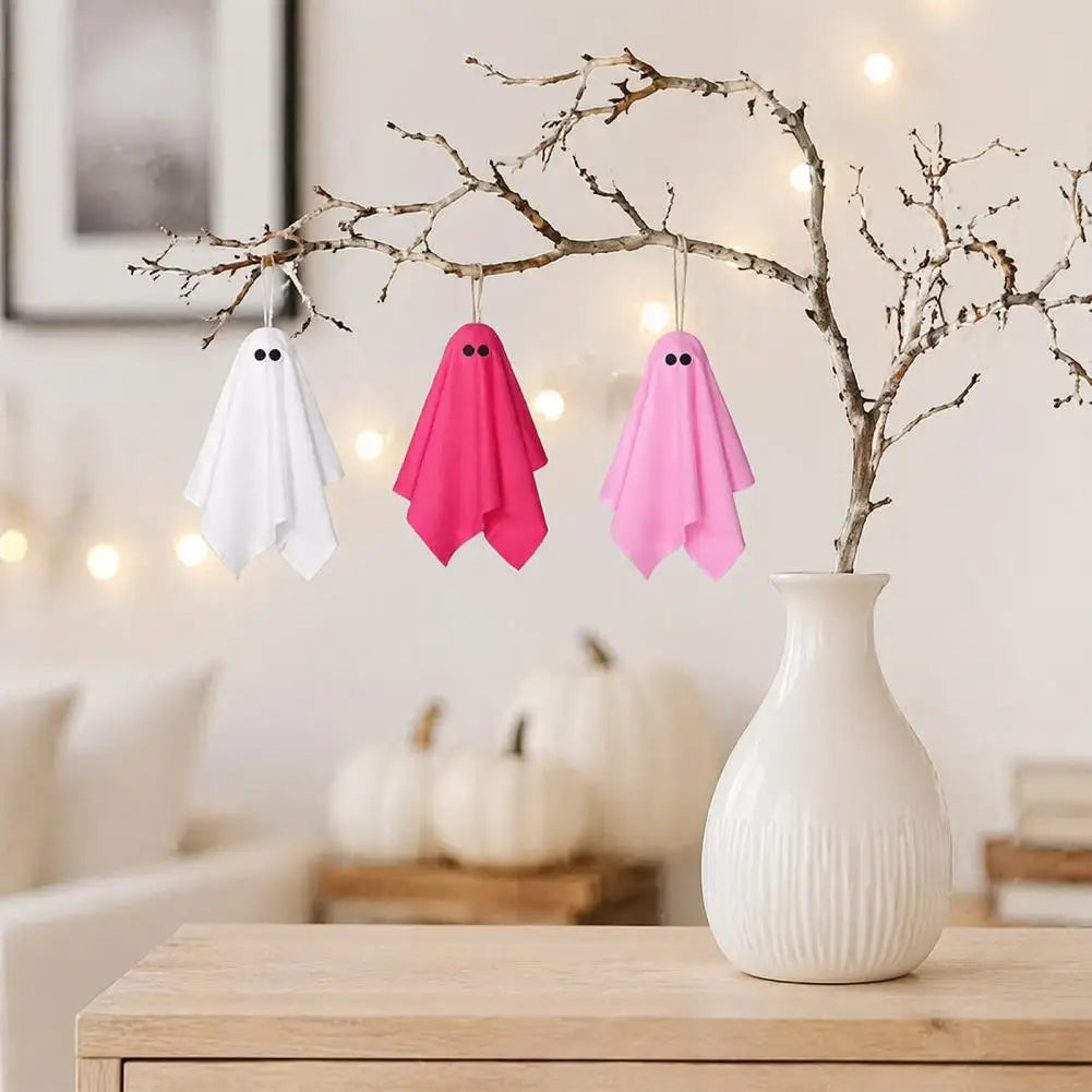 Pink Halloween Ghost Decorations Girly Halloween Room Decor Halloween Ghost Hanging Decor Set Pastel Pink White Soft Fabric
