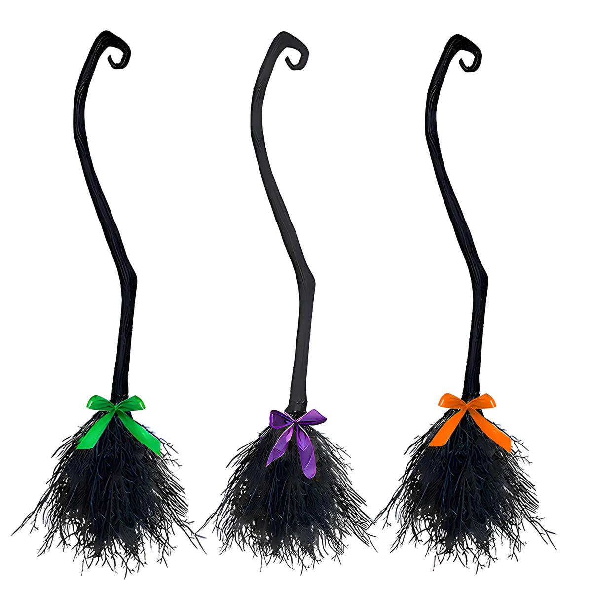 JupiGlow Black Plastic Witch Broom Costume Prop