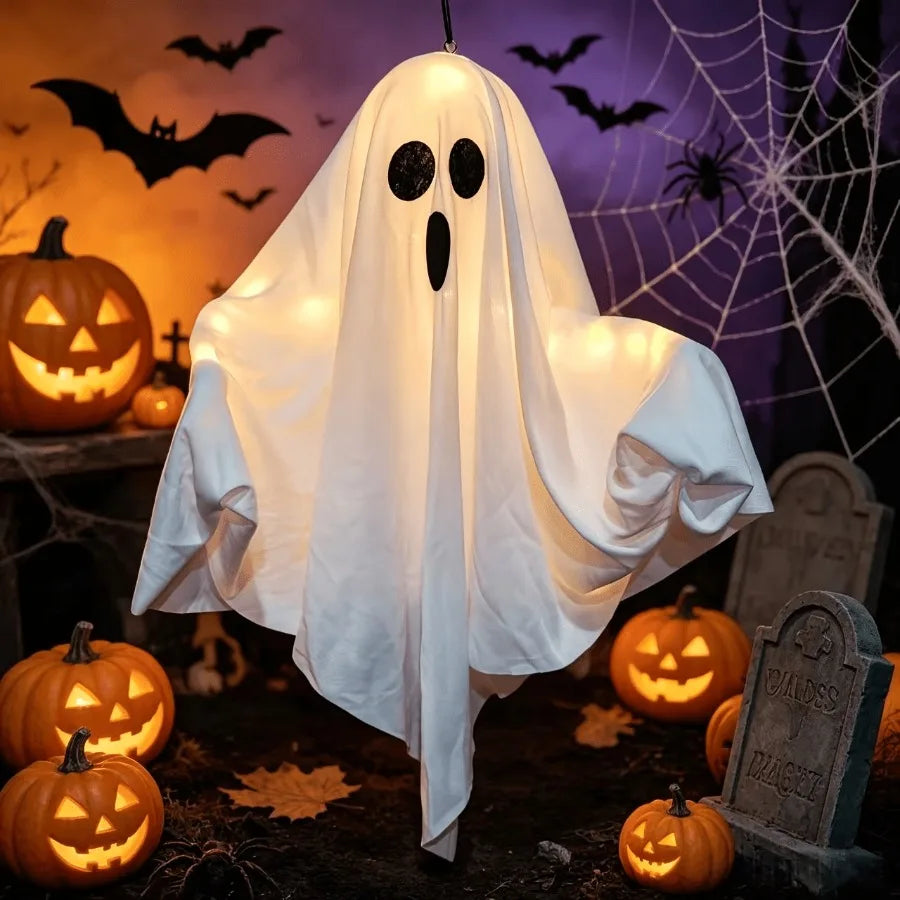 JupiGlow Acosh Neon Lighted Hanging Ghost Decoration