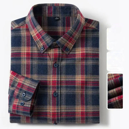 100% Cotton Men's Flannel Shirt Plaid Long Sleeve Casual Multi-Color Gold Quality Comfort Soft Daily Home New Fashion  Thick Top