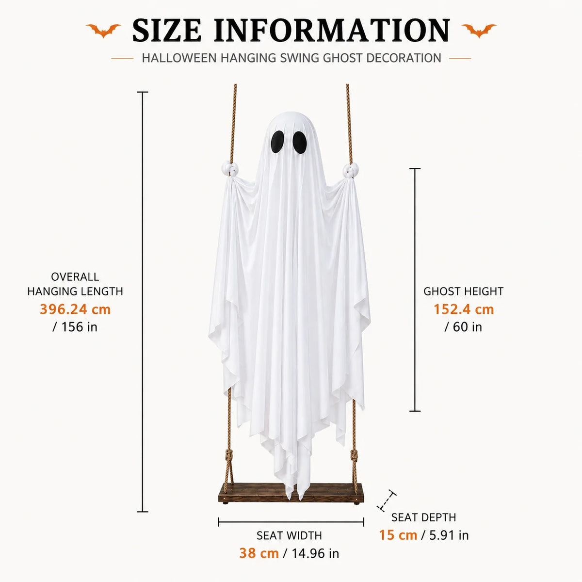 JupiGlow White Ghost Swing Hanging Decoration