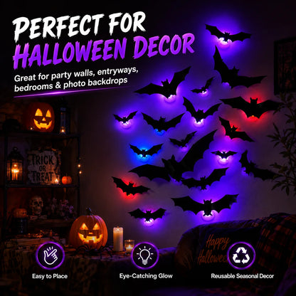 JupiGlow KAZHAN Three-Dimensional Bat Halloween Wall Decorations