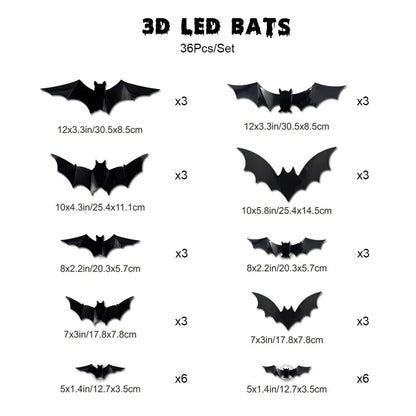 JupiGlow KAZHAN Three-Dimensional Bat Halloween Wall Decorations