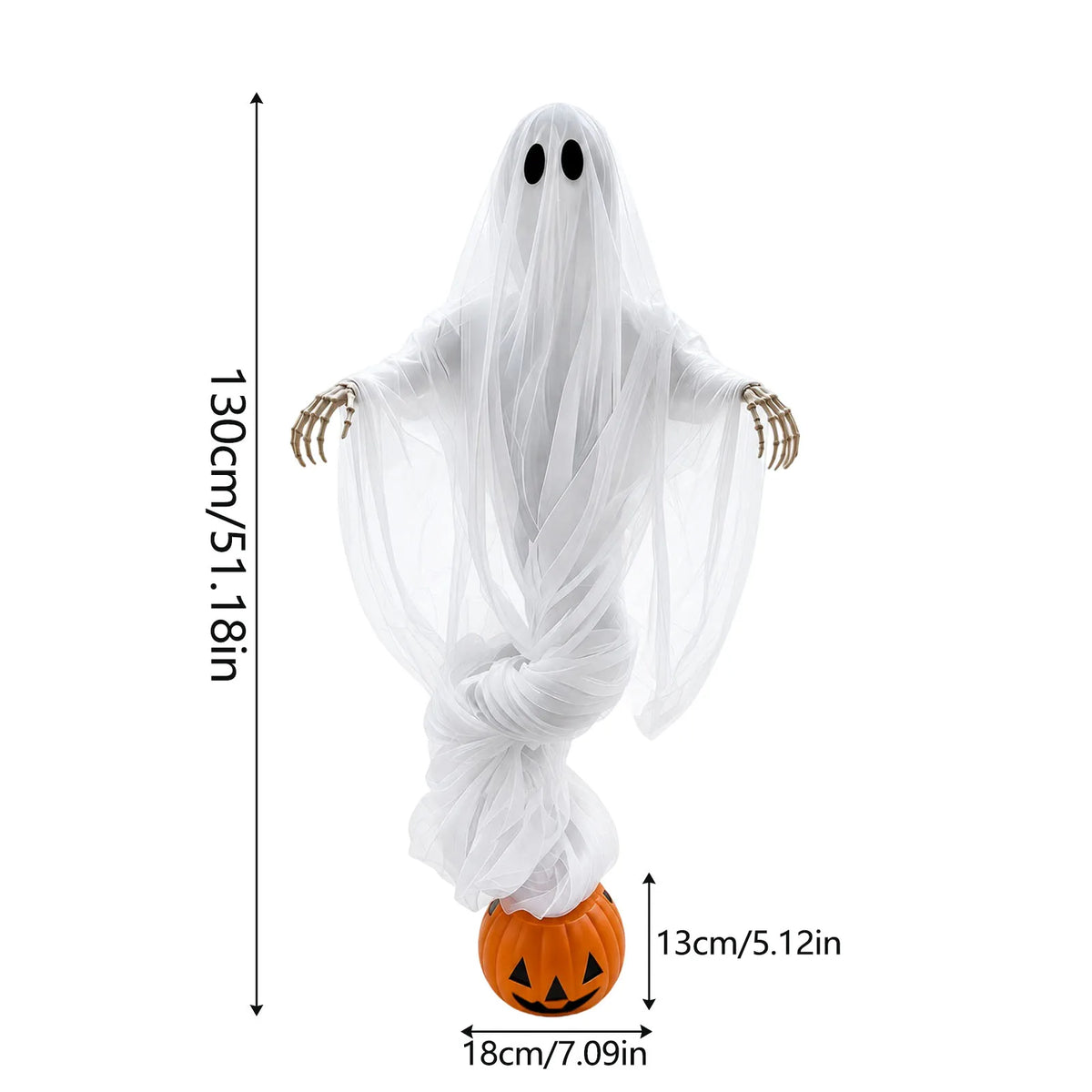 JupiGlow Lighted Pumpkin and Ghost Tabletop Ornament