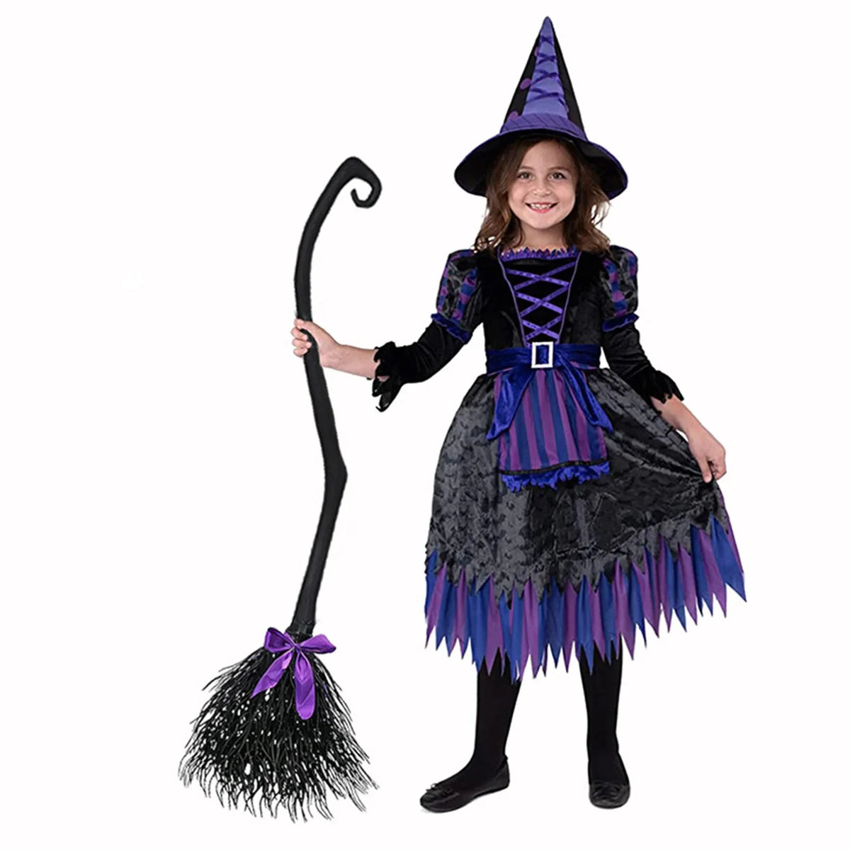 JupiGlow Black Plastic Witch Broom Costume Prop