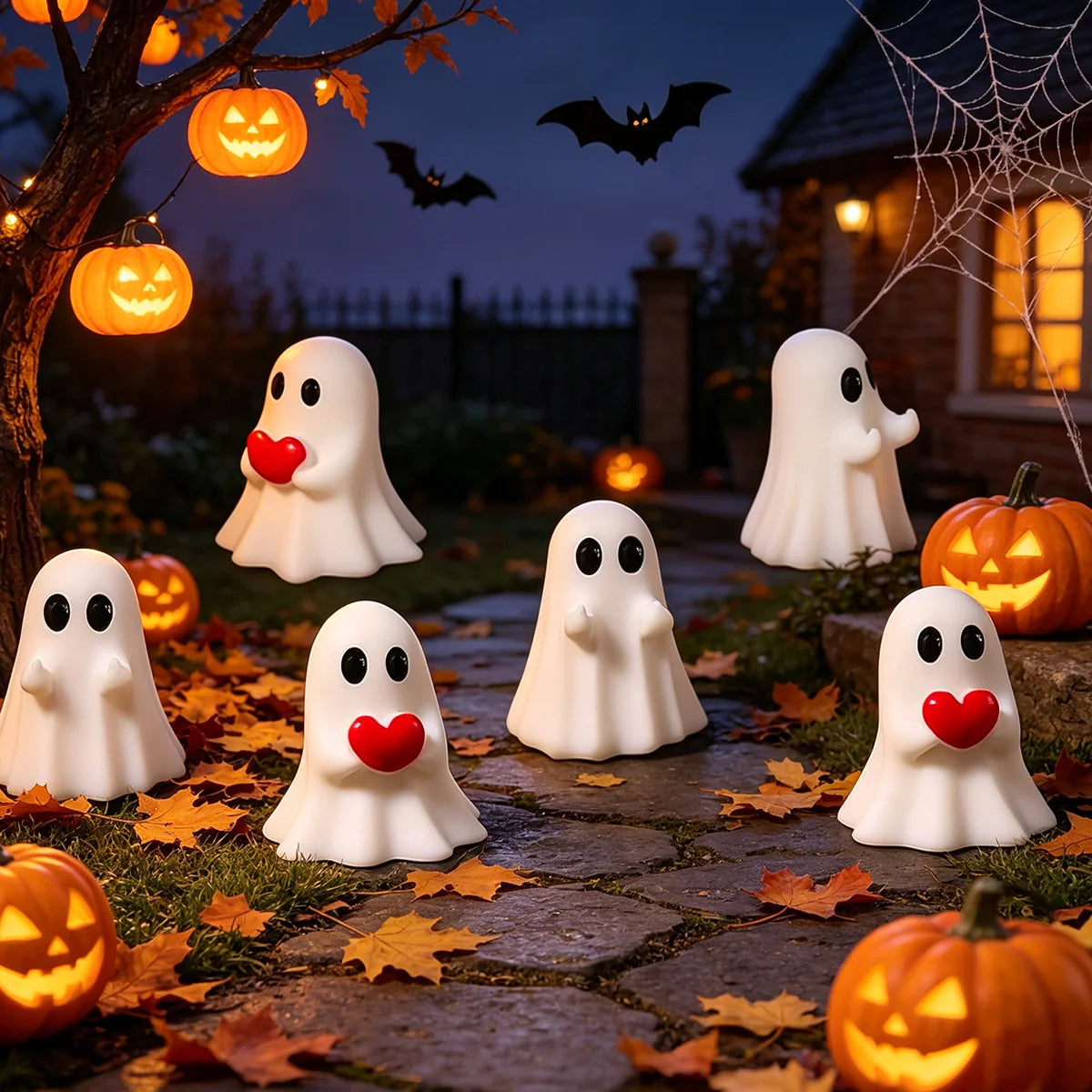 JupiGlow Mini Resin Ghost Figurines, Set of 6