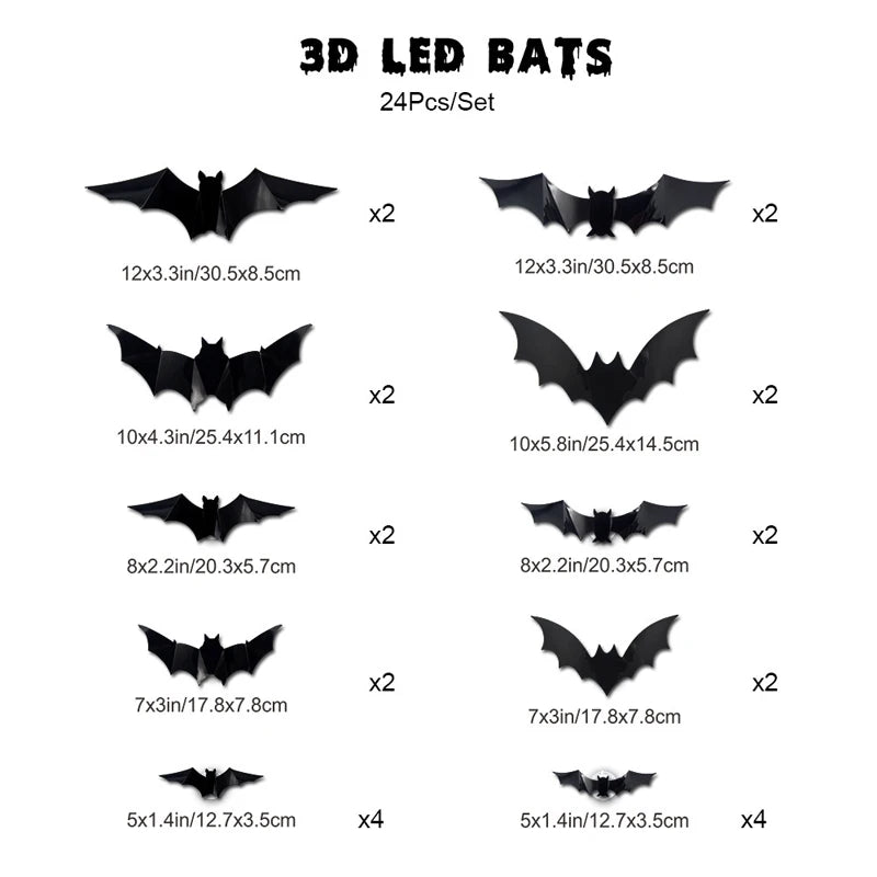 JupiGlow KAZHAN Three-Dimensional Bat Halloween Wall Decorations