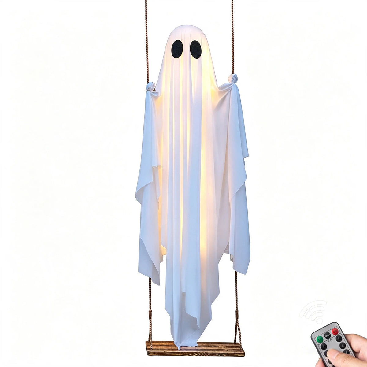 JupiGlow White Ghost Swing with Decorative String Light