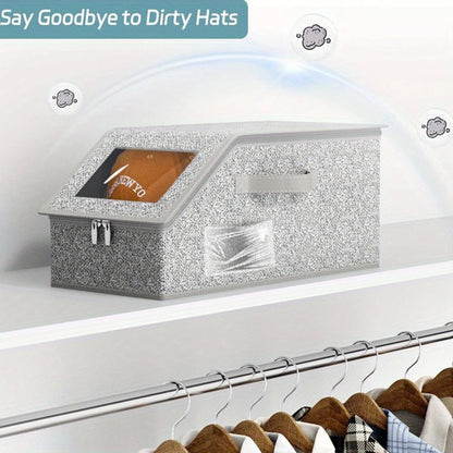 Non Woven Fabric Baseball Cap Storage Box Dustproof Zipper Hat Organizer Foldable Closet Container For Hats Socks Daily Sundries