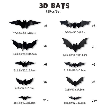 JupiGlow KAZHAN Three-Dimensional Bat Halloween Wall Decorations