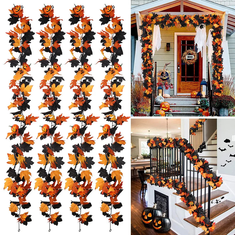 JupiGlow Xunyihappy Black Leaf and Pumpkin Halloween Garland