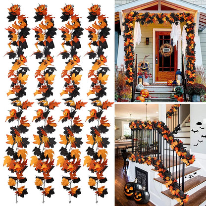 JupiGlow Xunyihappy Black Leaf and Pumpkin Halloween Garland