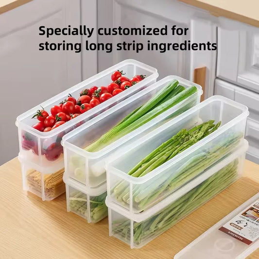 1/2/4 PCS Long Rectangular Food Storage Containers, Plastic Reusable Refrigerator Organizer Boxes Kitchen Accessories