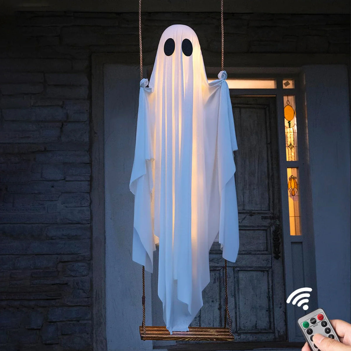 JupiGlow White Ghost Swing with Decorative String Light