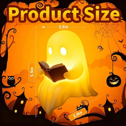Halloween Party Decoration Favors Cute Ghost Reading Book Lamp Desktop Ornament For Bedroom Kids Gift