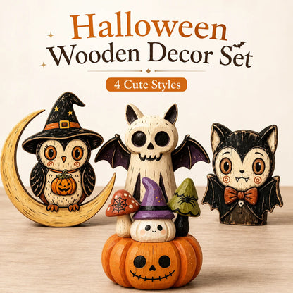 JupiGlow Wooden Halloween Tabletop Figurine