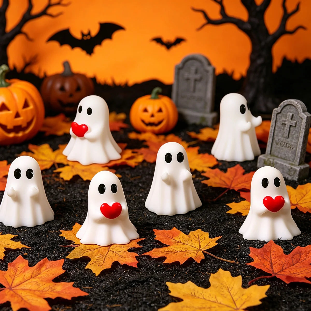 JupiGlow Mini Resin Ghost Figurines, Set of 6