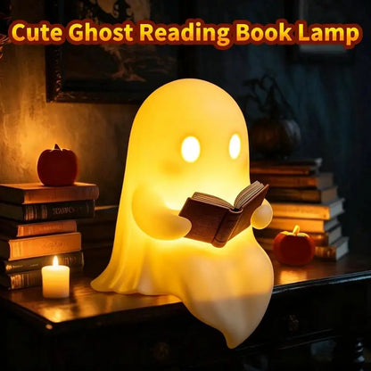 Halloween Party Decoration Favors Cute Ghost Reading Book Lamp Desktop Ornament For Bedroom Kids Gift