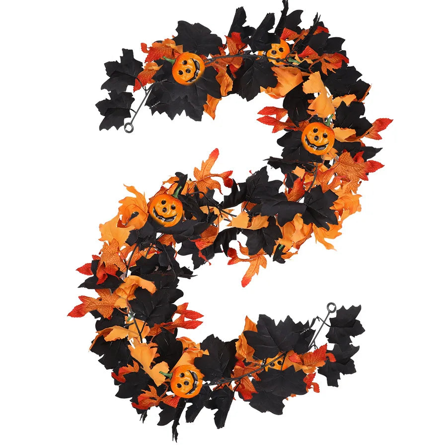 JupiGlow Xunyihappy Black Leaf and Pumpkin Halloween Garland