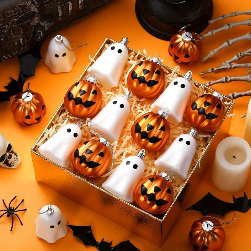 JupiGlow Mini Halloween Hanging Ornaments, 12 Pieces