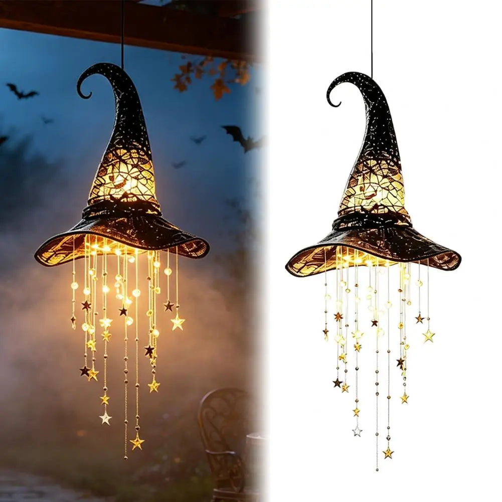 JupiGlow Lighted Witch Hat Hanging Ornament with Stars