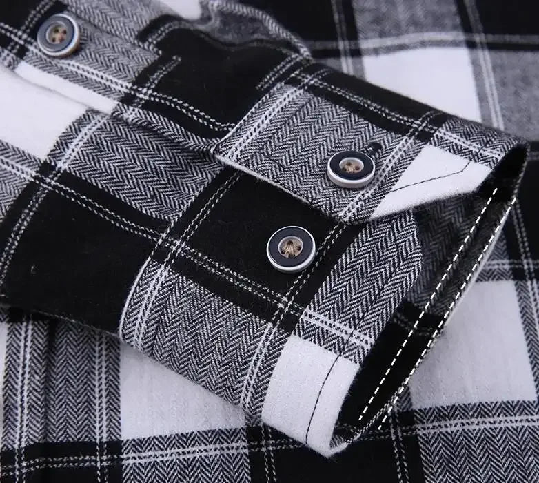 New Men's Vintage Plaid Flannel Shirt Long Sleeve 100% Cotton Fashion Casual Soft Standard Fit Men's Shirt  Large Size 7XL 8XL