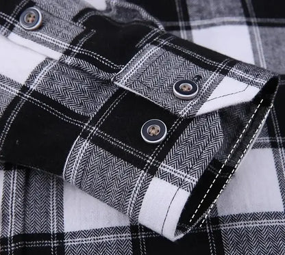 New Men's Vintage Plaid Flannel Shirt Long Sleeve 100% Cotton Fashion Casual Soft Standard Fit Men's Shirt  Large Size 7XL 8XL