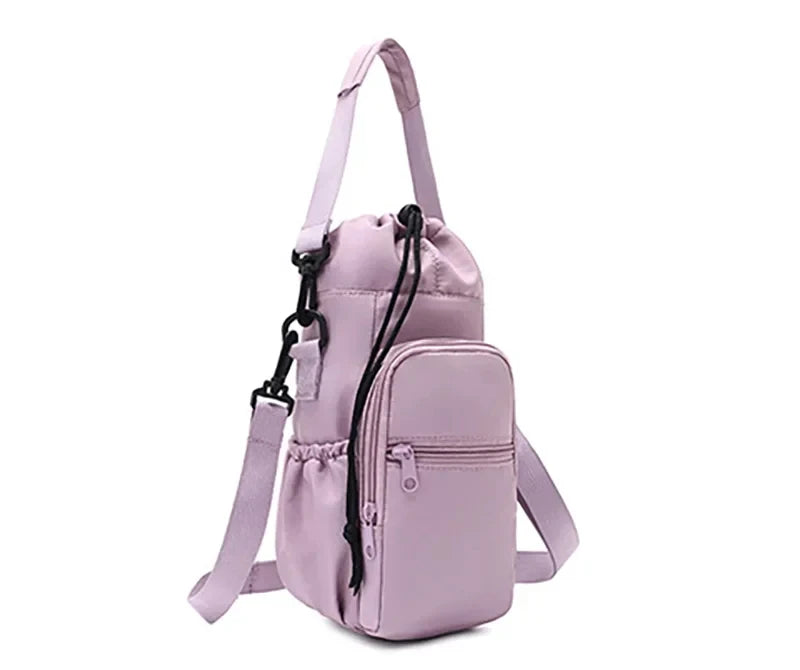 Portable Water Bottle Bag with Adjustable Strap Thermal Mugs Insulated Protective Cover Phone Pocket Outdoor Sports Travel Bag